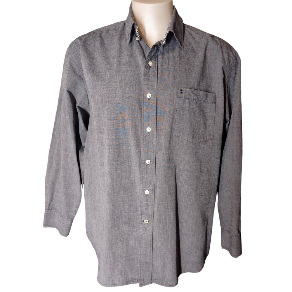 IZOD Button Down Shirt Men's Size XL Norm Core Gray Streetwear Relaxed Fit Logo